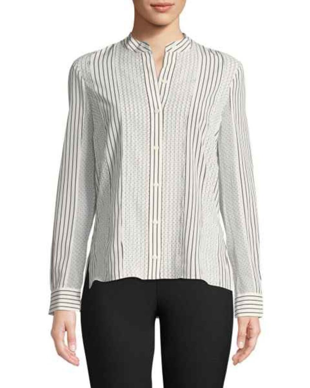 NWT Derek Lam 10 Crosby Silk Mixed Print Blouse